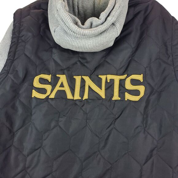 NEW ORLEANS SAINTS Jacket Adult Large Black Gray Hooded Spell Out NFL PRO LINE - Picture 5 of 7